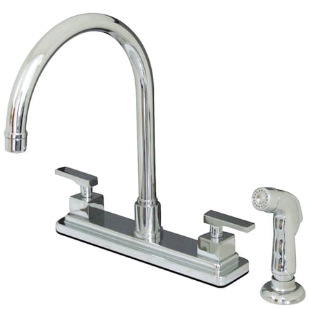 Kingston Brass KS8791QLL Executive 8" Centerset Kitchen Faucet, Polished Chrome KS8791QLL